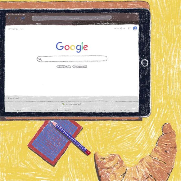 Illustration loesen Monitor mit Google Startseite